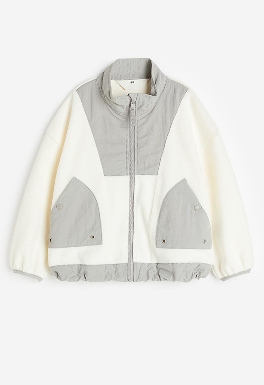 H&M - Oversized fleece jacket - cream/block-coloured