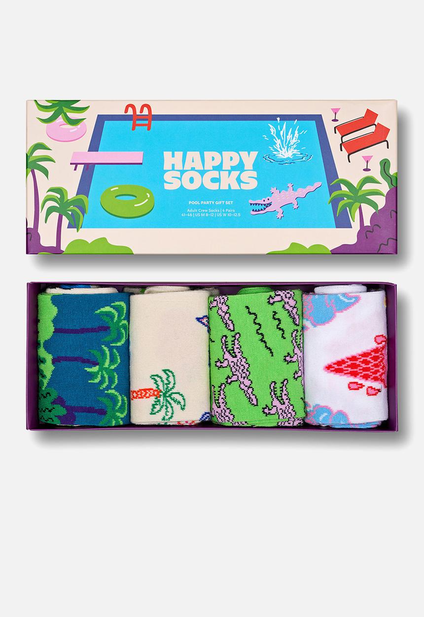 Happy Socks - 4-Pack Pool Party Sock Gift Sest - White