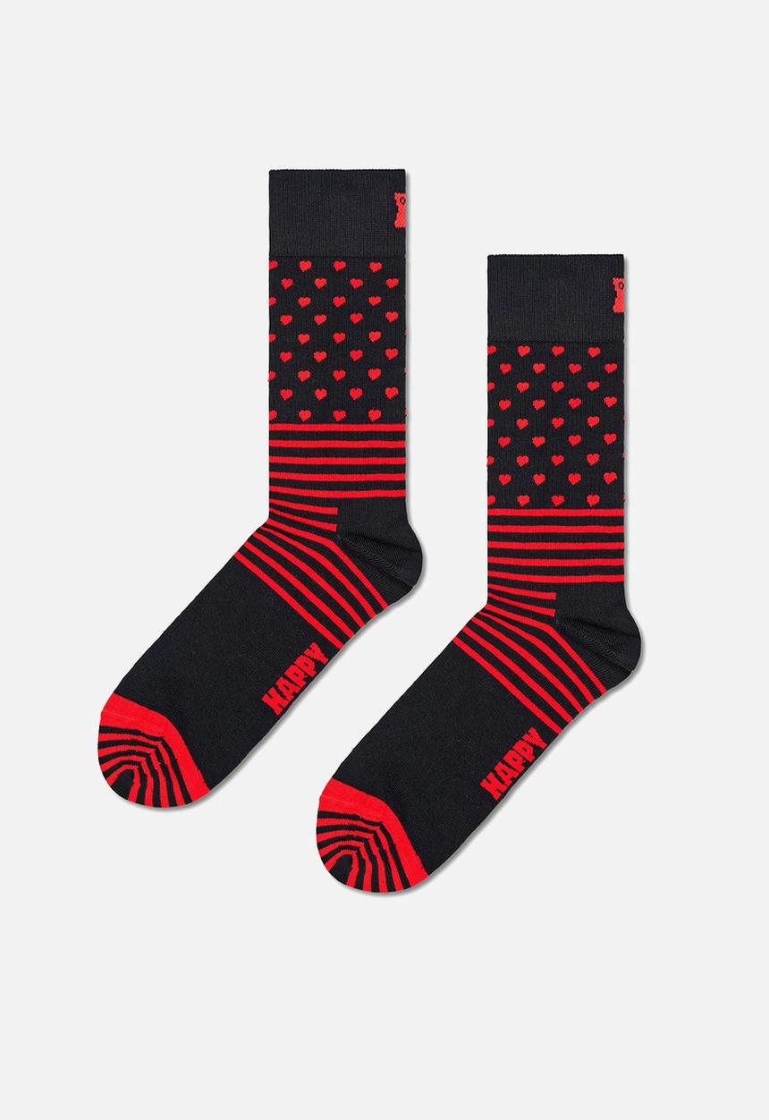 Happy Socks - Stripes And Heart Sock - Black