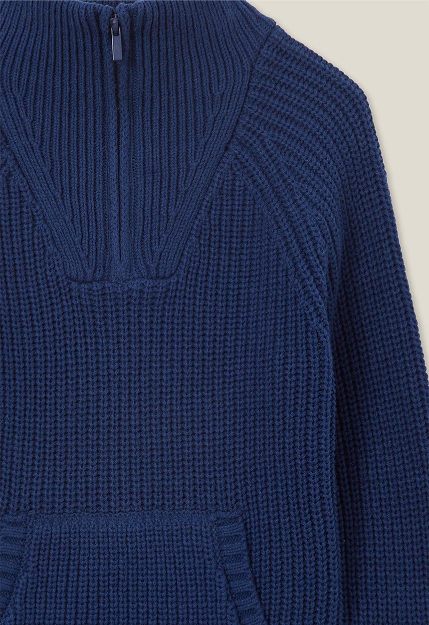 Cotton On - Blake quarter zip knit - in the navy