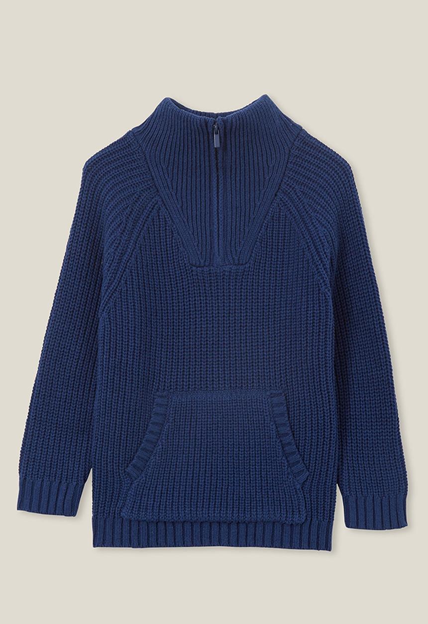 Cotton On - Blake quarter zip knit - in the navy