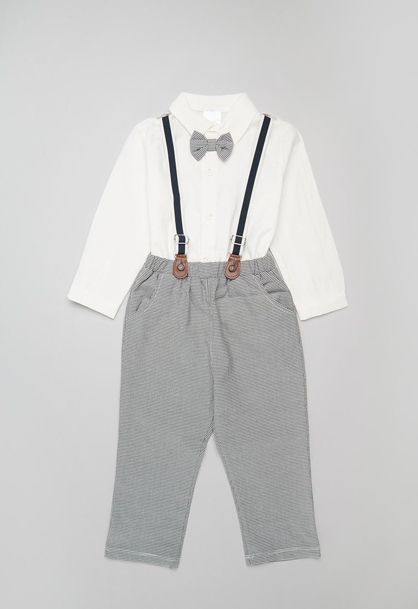 Pop Candy - Suspender pants & shirt set - grey