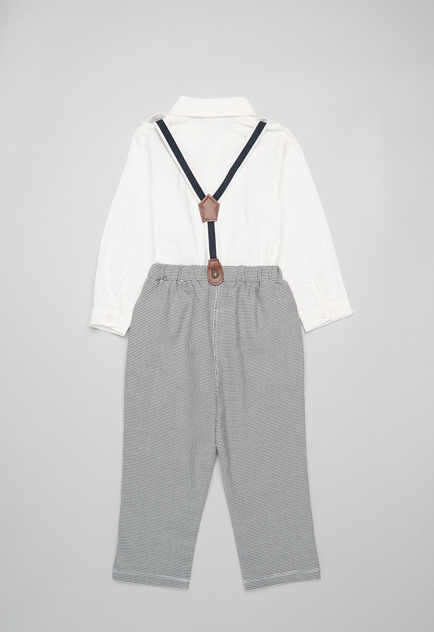 Pop Candy - Suspender pants & shirt set - grey