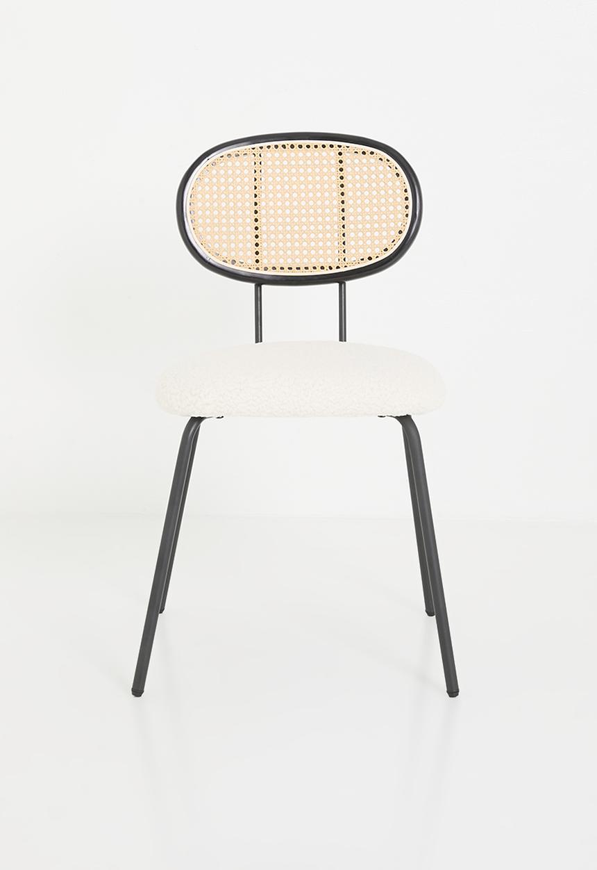 Sixth Floor - Sherpa & rattan dining chair - black & natural