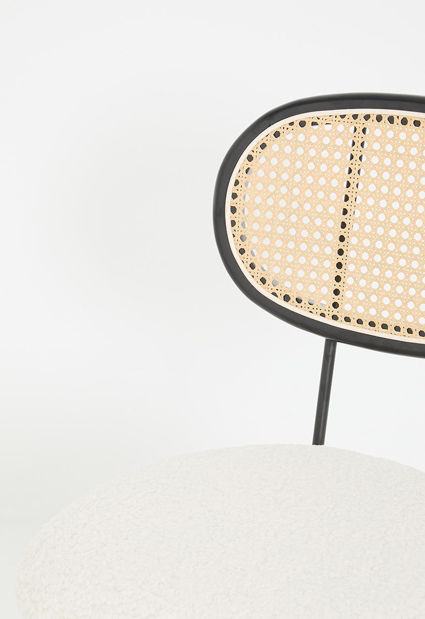 Sixth Floor - Sherpa & rattan dining chair - black & natural