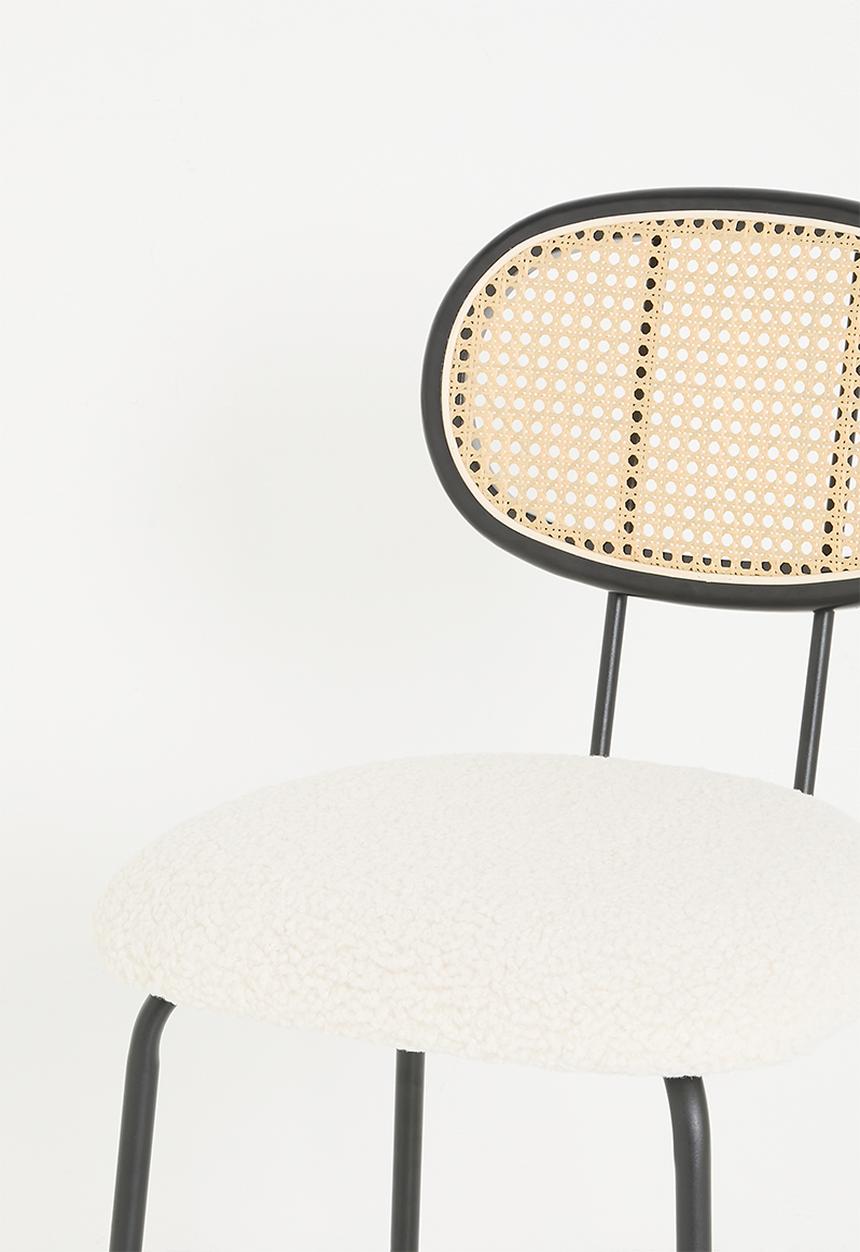 Sixth Floor - Sherpa & rattan counter stool - black & natural