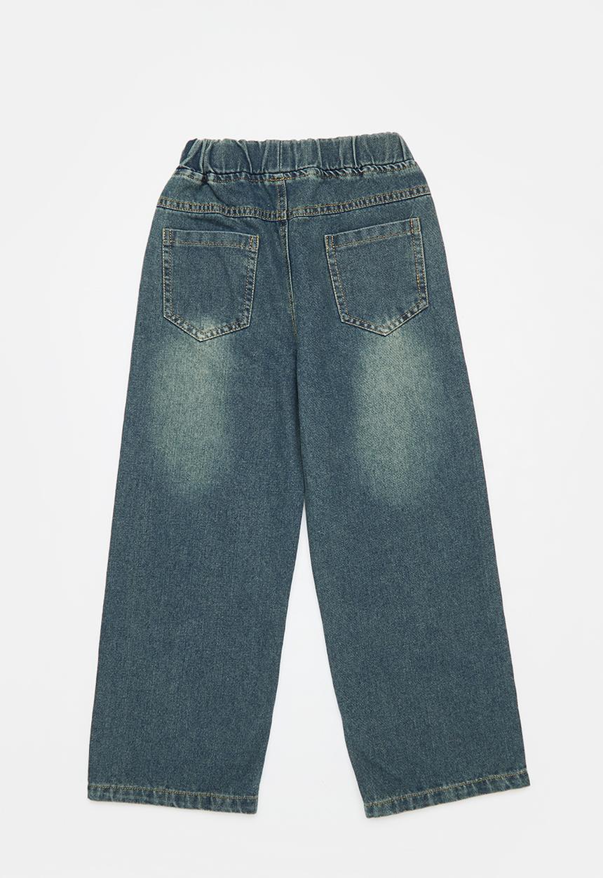 Pop Candy - Printed wide leg denim pants - indigo
