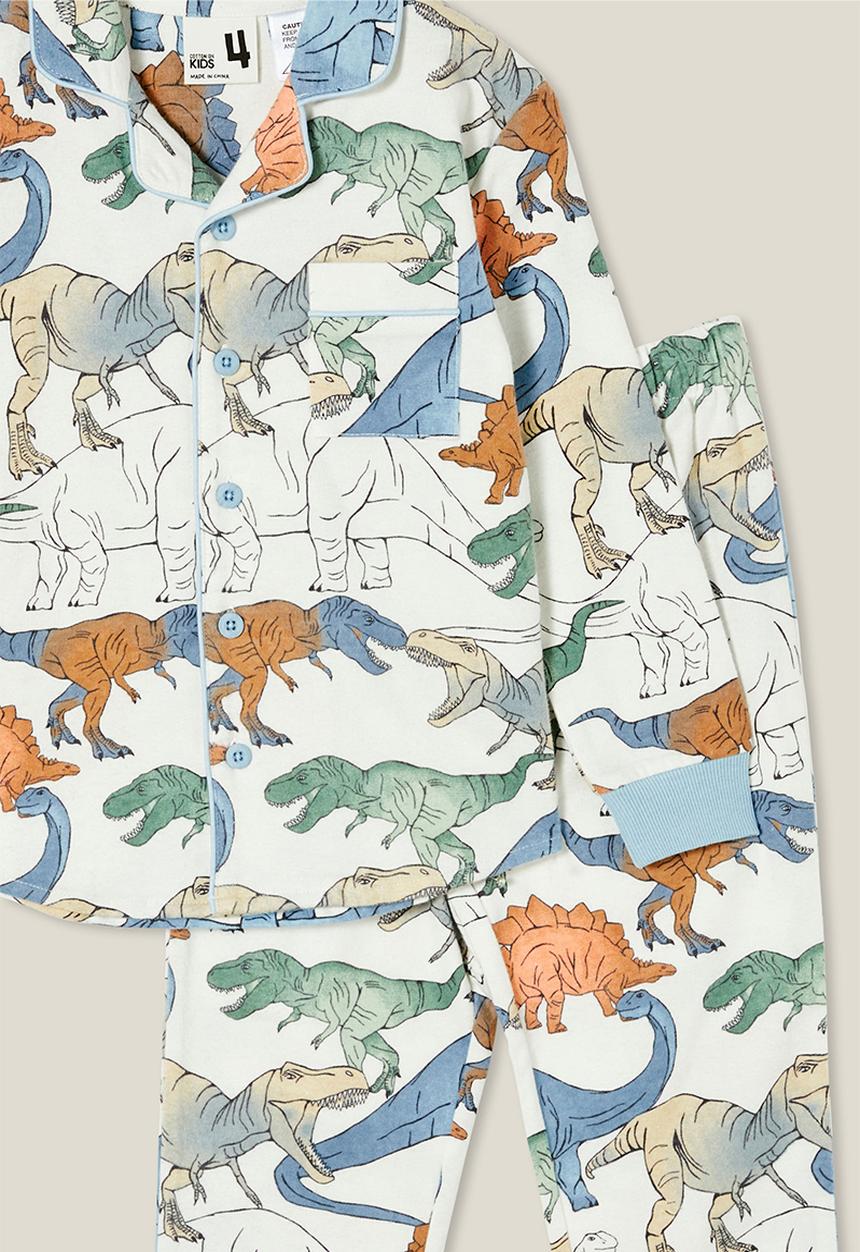 Cotton On - William long sleeve pyjama set - vanilla/gradient dinos