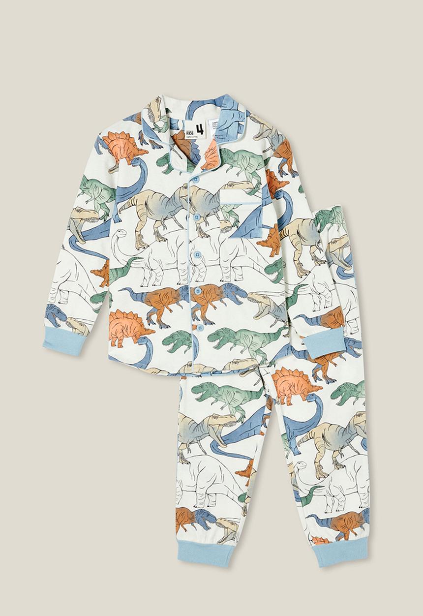 Cotton On - William long sleeve pyjama set - vanilla/gradient dinos