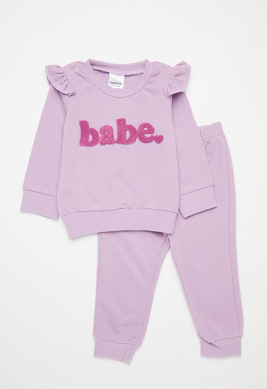 Pop Candy - Frilled sweat top and pants set - purple