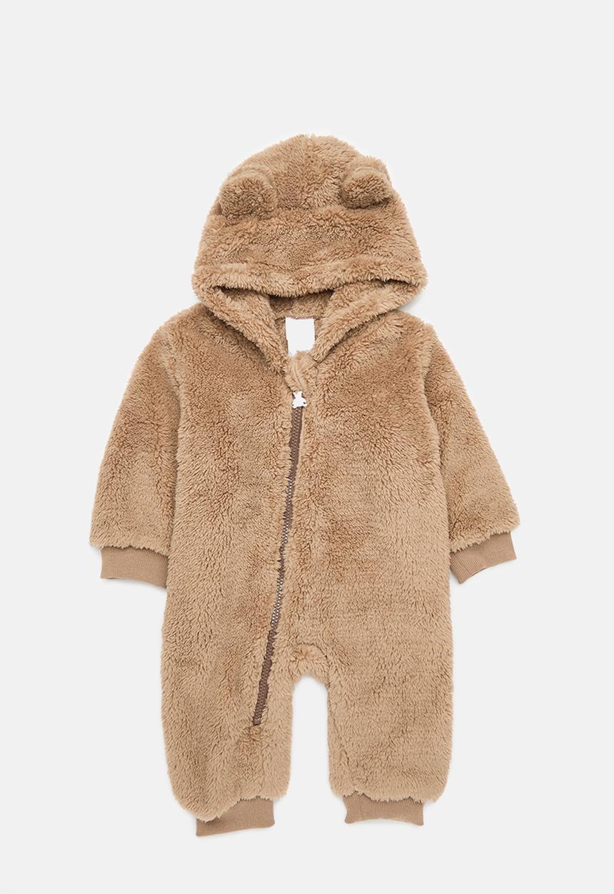 Pop Candy - Hooded fleece romper - brown