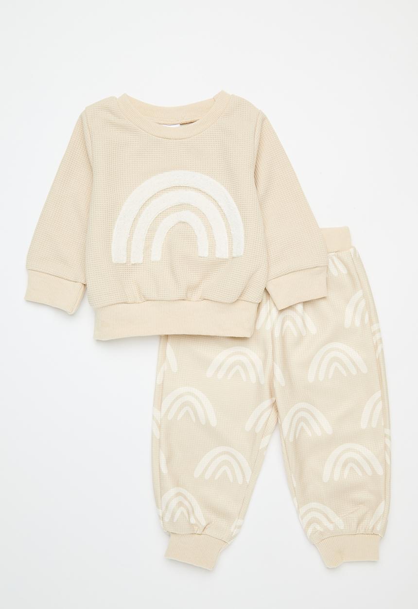 Pop Candy - Printed sweat top and pant set - beige