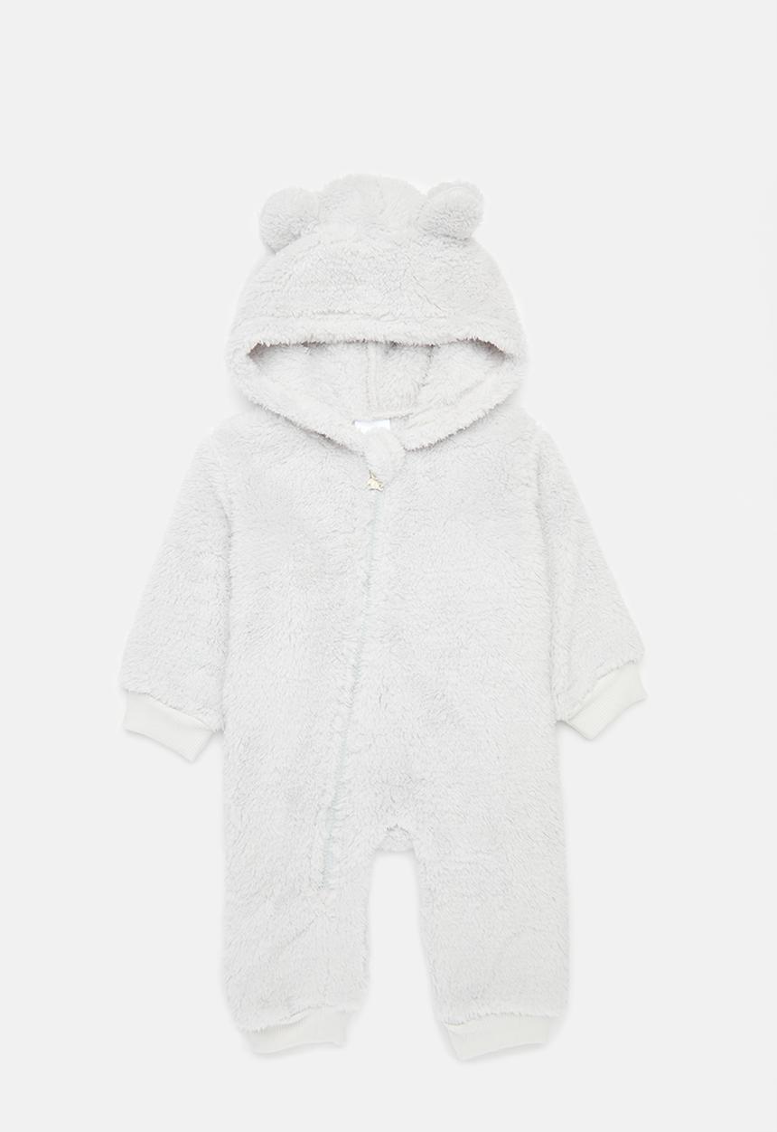 Pop Candy - Hooded fleece romper - white
