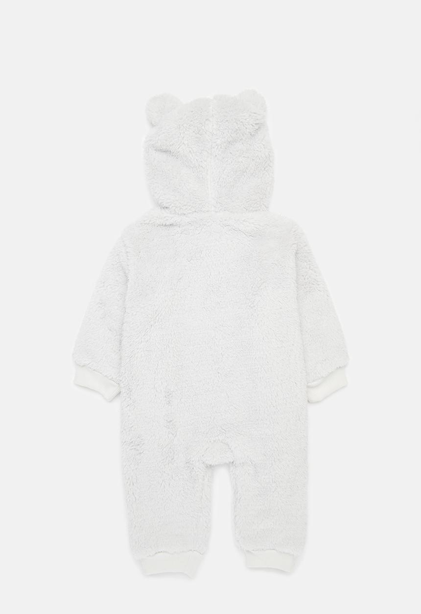 Pop Candy - Hooded fleece romper - white