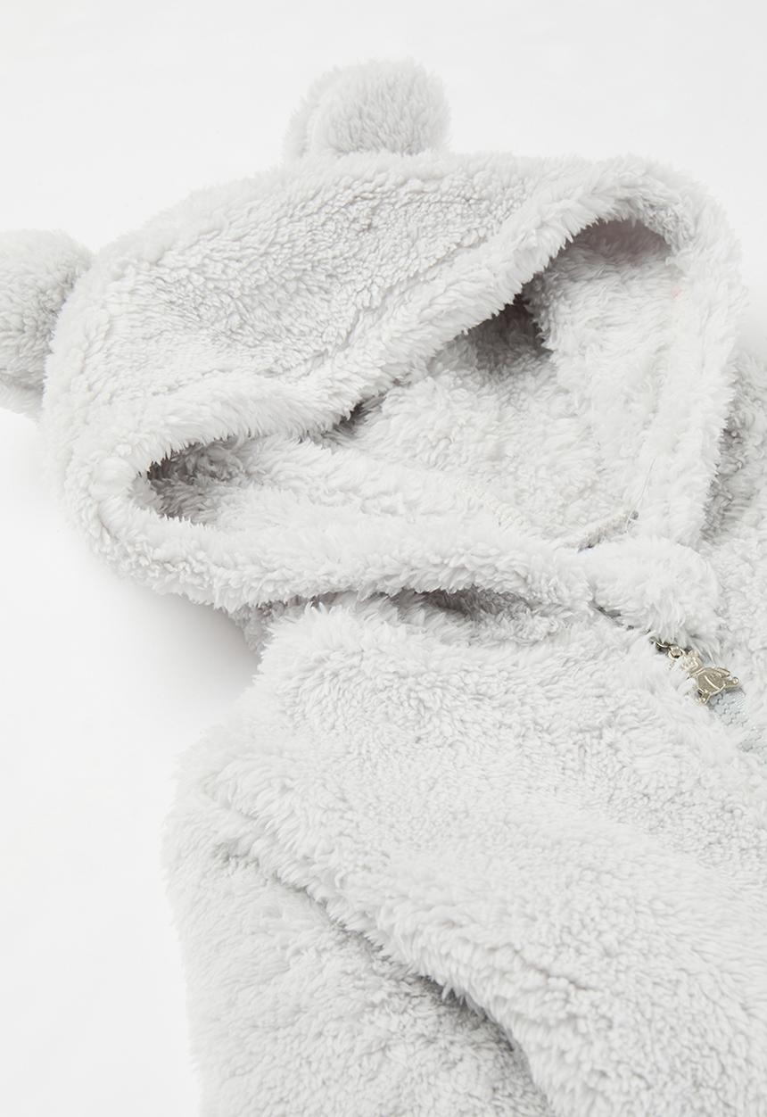 Pop Candy - Hooded fleece romper - white