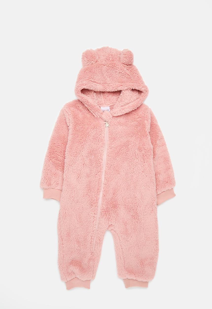 Pop Candy - Hooded fleece romper - pink