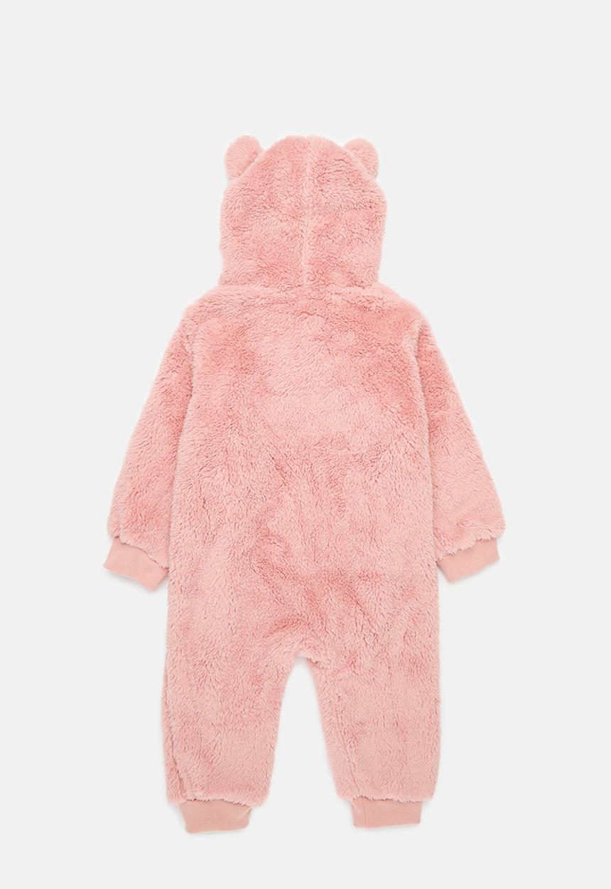 Pop Candy - Hooded fleece romper - pink
