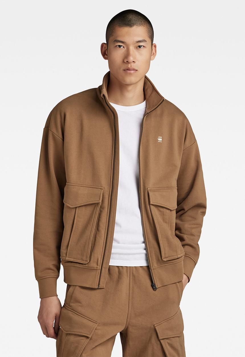 G-STAR - Rovic zip through loose sw dry ashor sweat r o ub  - dk fawn