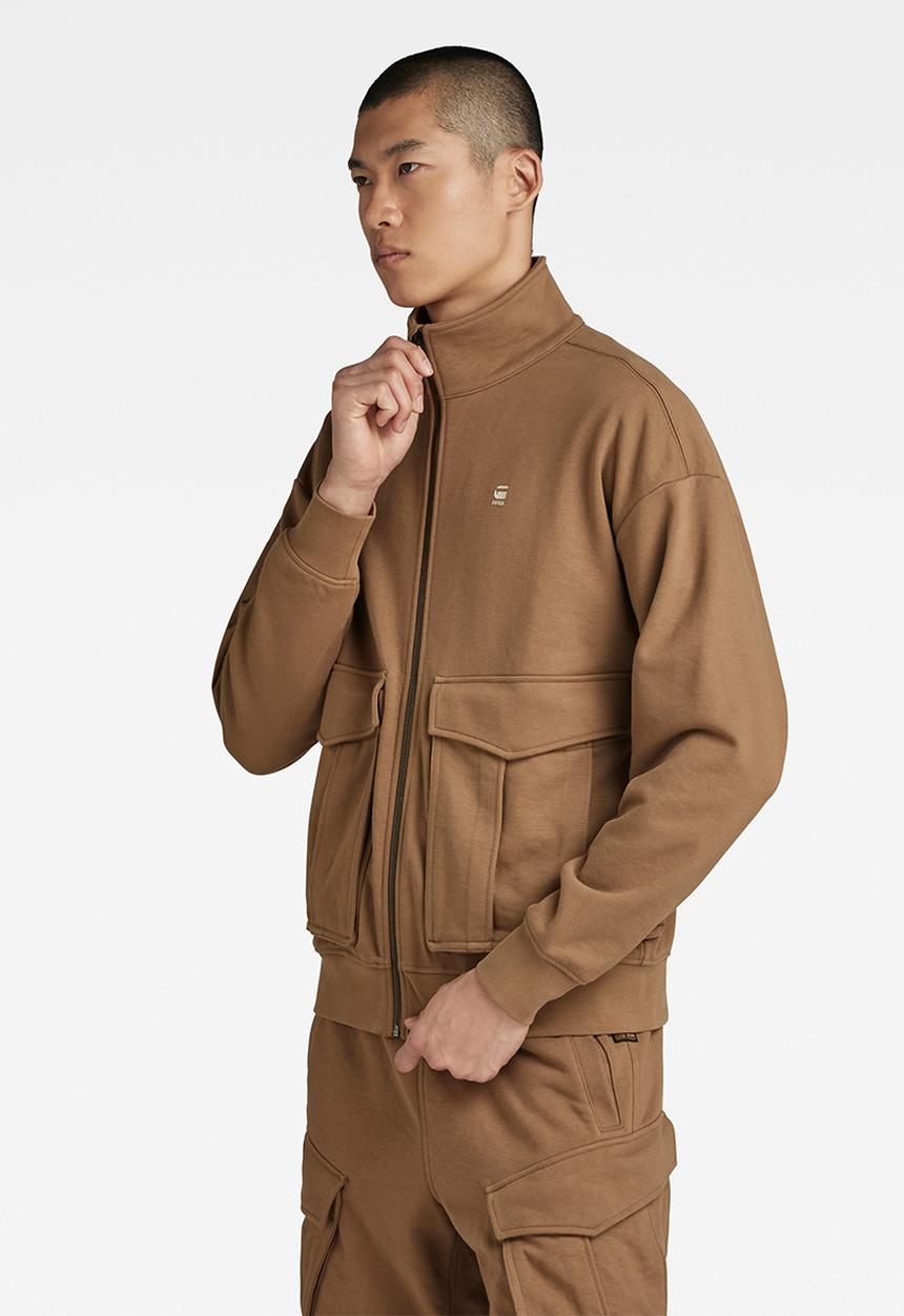 G-STAR - Rovic zip through loose sw dry ashor sweat r o ub  - dk fawn