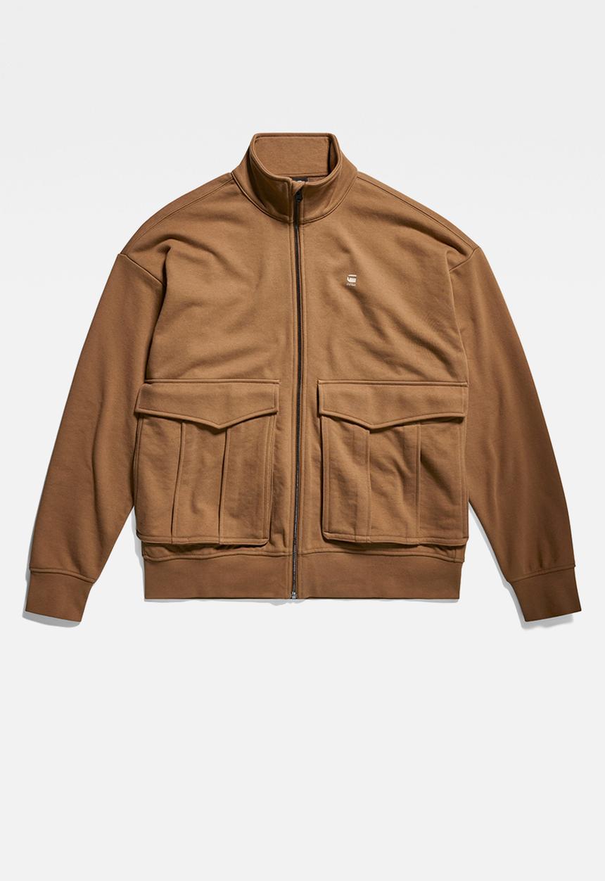 G-STAR - Rovic zip through loose sw dry ashor sweat r o ub  - dk fawn