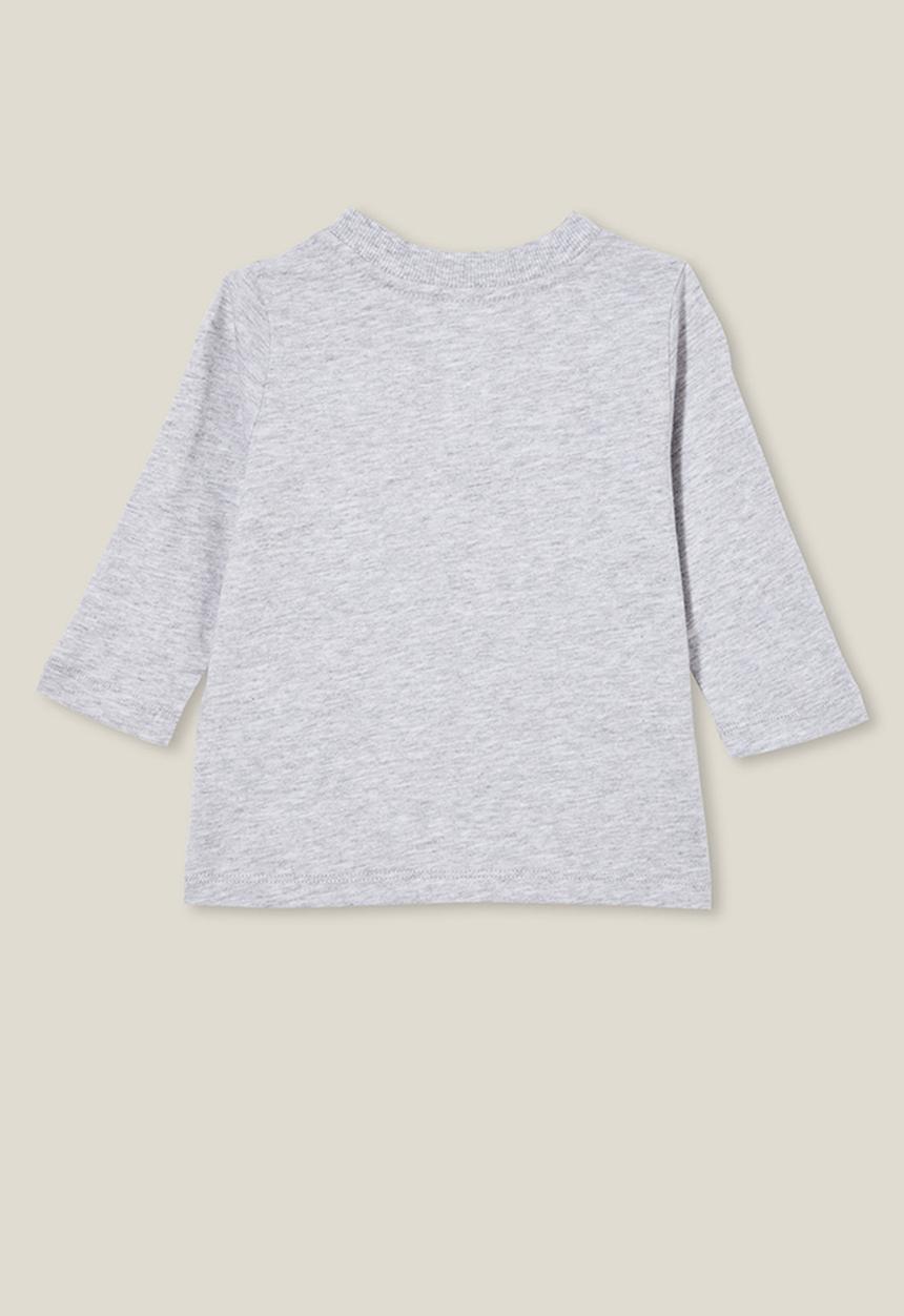 Cotton On - Jamie long sleeve tee - cloud marle/bro embroidered