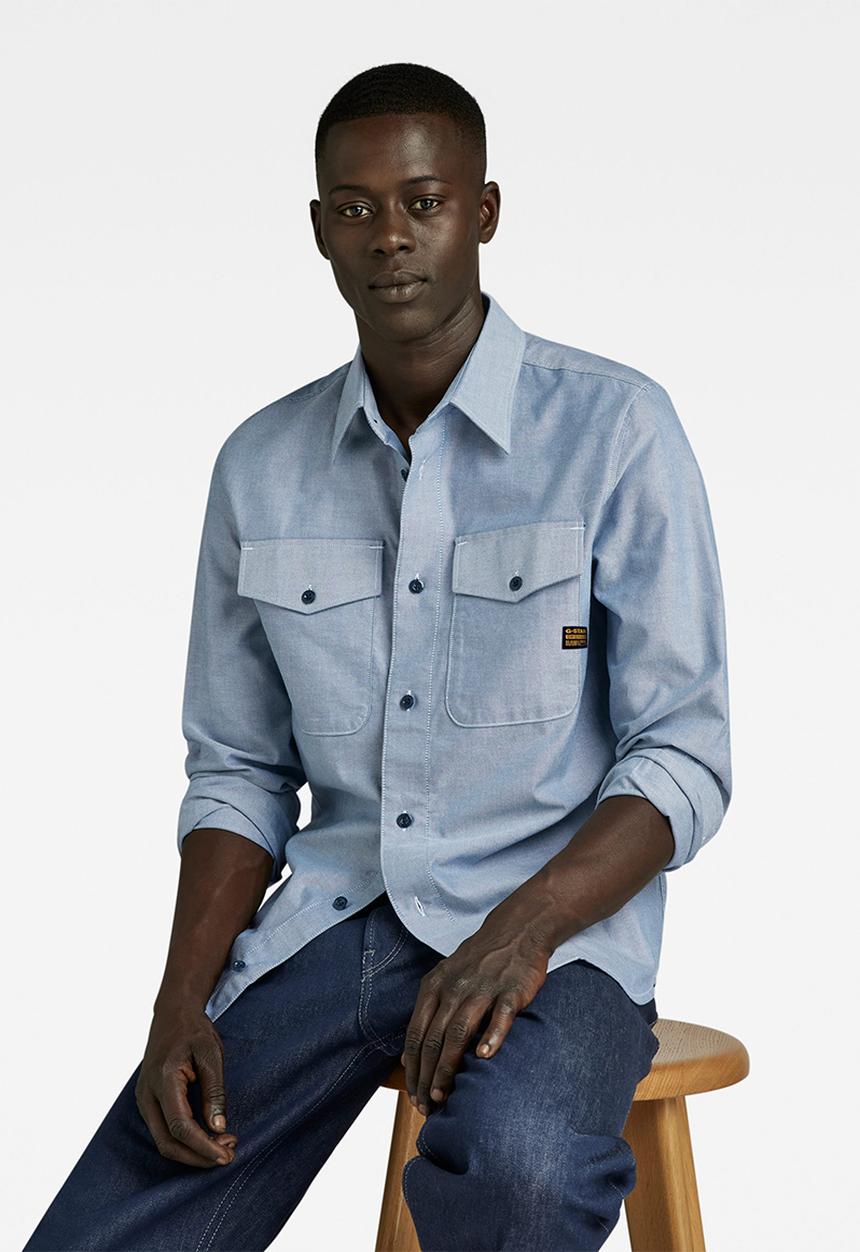 G-STAR - Marine slim shirt long sleeve state oxford - nitro/white oxford