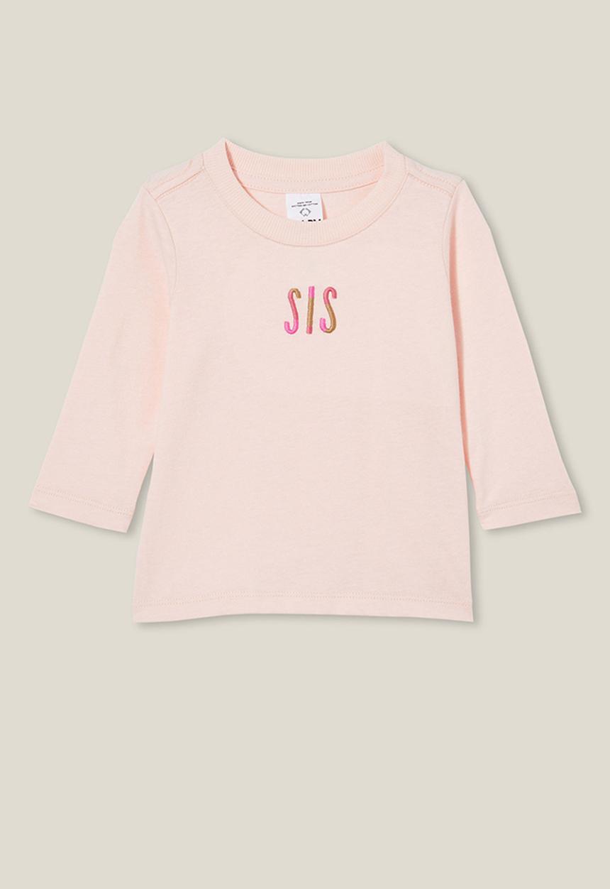 Cotton On - Jamie long sleeve tee - crystal pink/sis embroidered