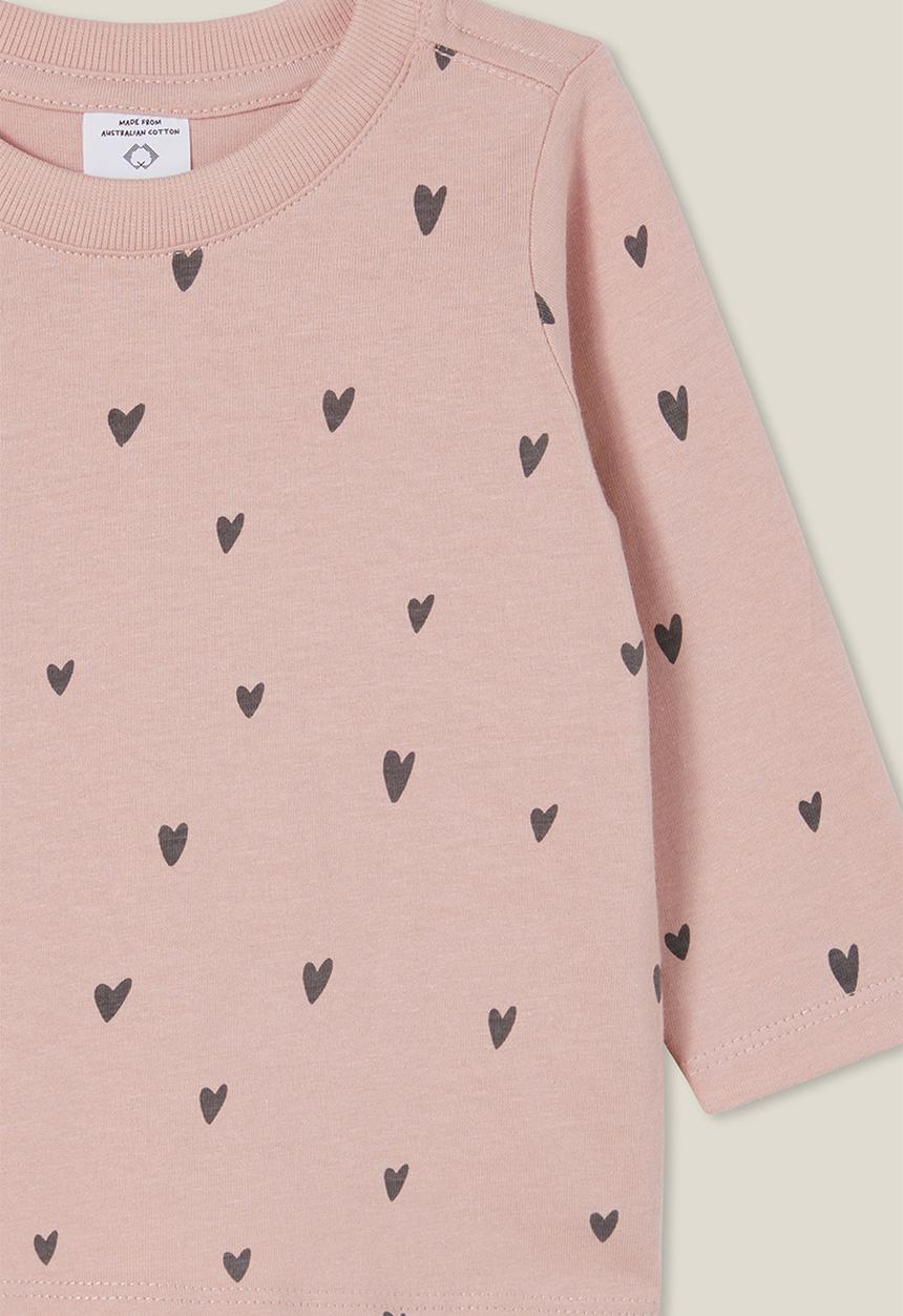 Cotton On - Jamie long sleeve tee - zephyr/sketchy hearts