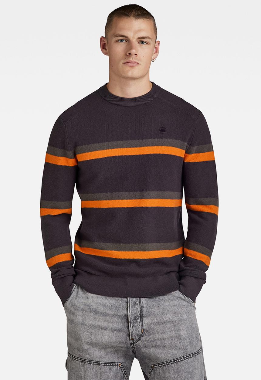 G-STAR - Stripe r knit Soft woolly knit  - grey asphalt