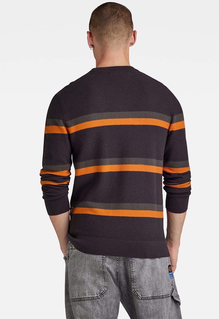 G-STAR - Stripe r knit Soft woolly knit  - grey asphalt