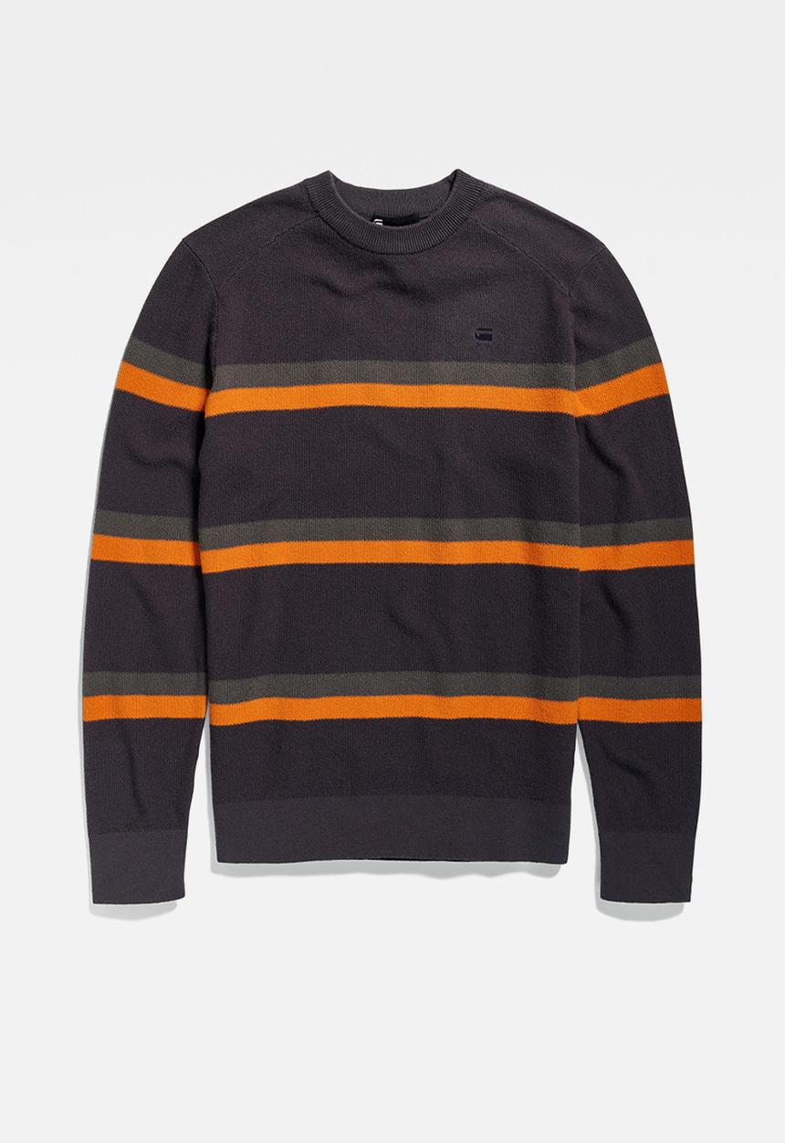G-STAR - Stripe r knit Soft woolly knit  - grey asphalt