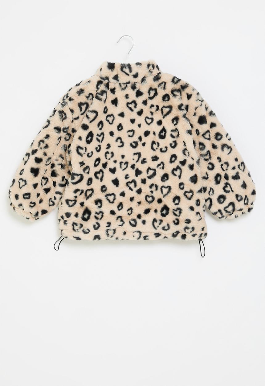 Pop Candy - Heart print jacket - beige & black