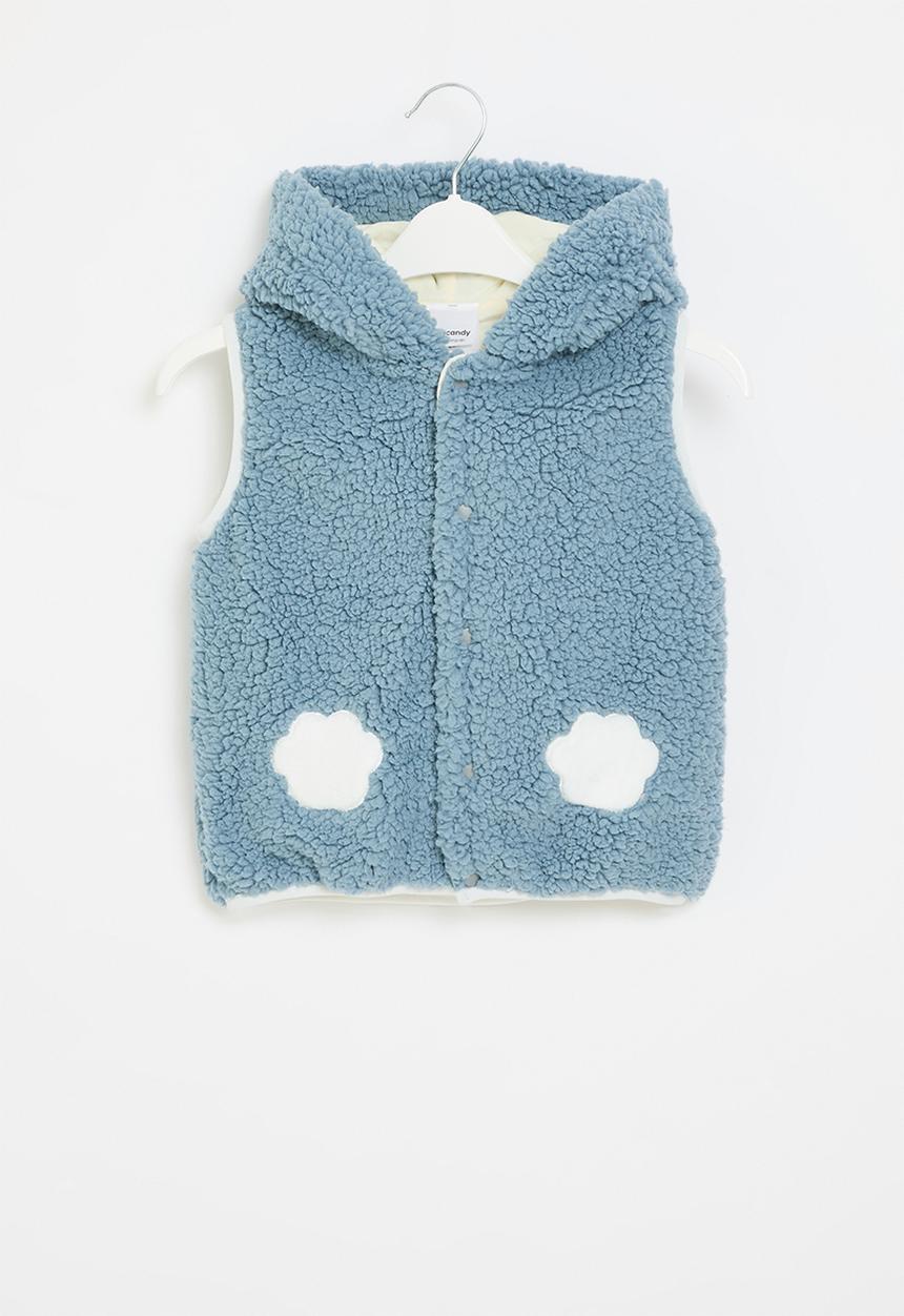 Pop Candy - Hooded sherpa vest - blue