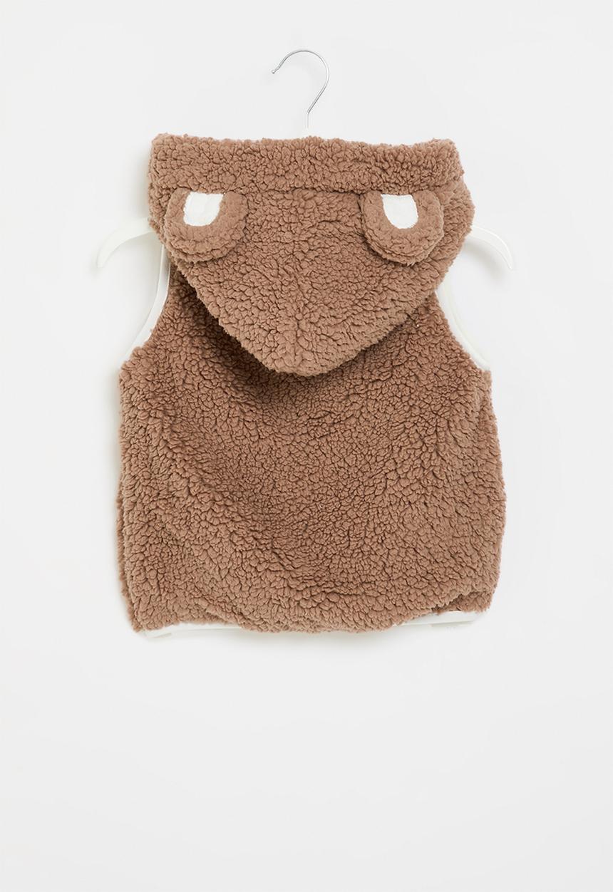 Pop Candy - Hooded sherpa vest - brown