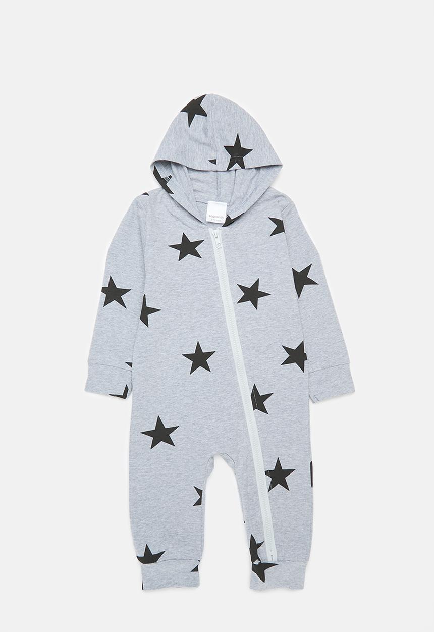 Pop Candy - Printed Hooded romper - grey