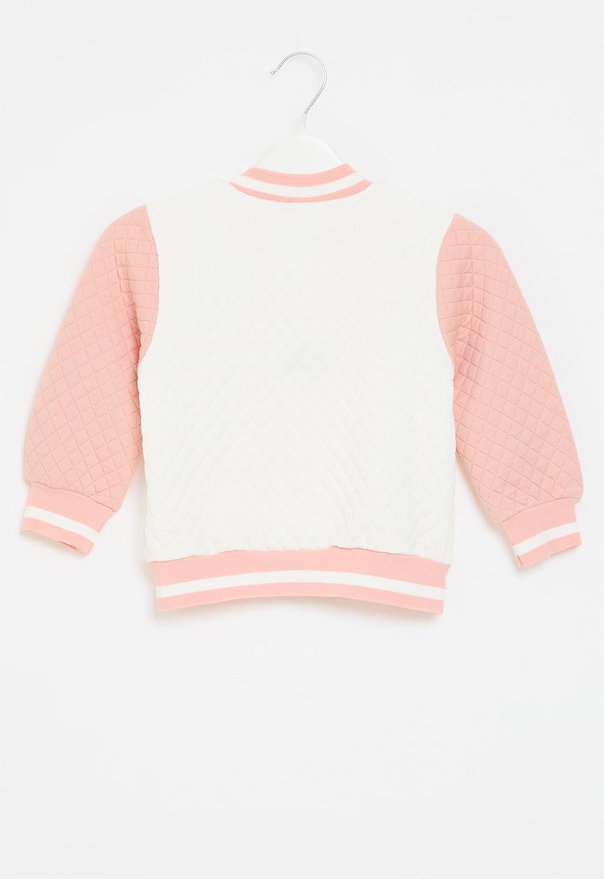 Pop Candy - Quilted baseball jacket - pink & white