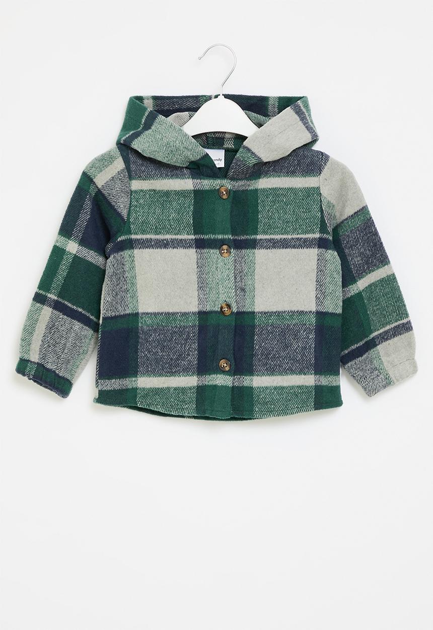 Pop Candy - Hooded plaid jacket - green