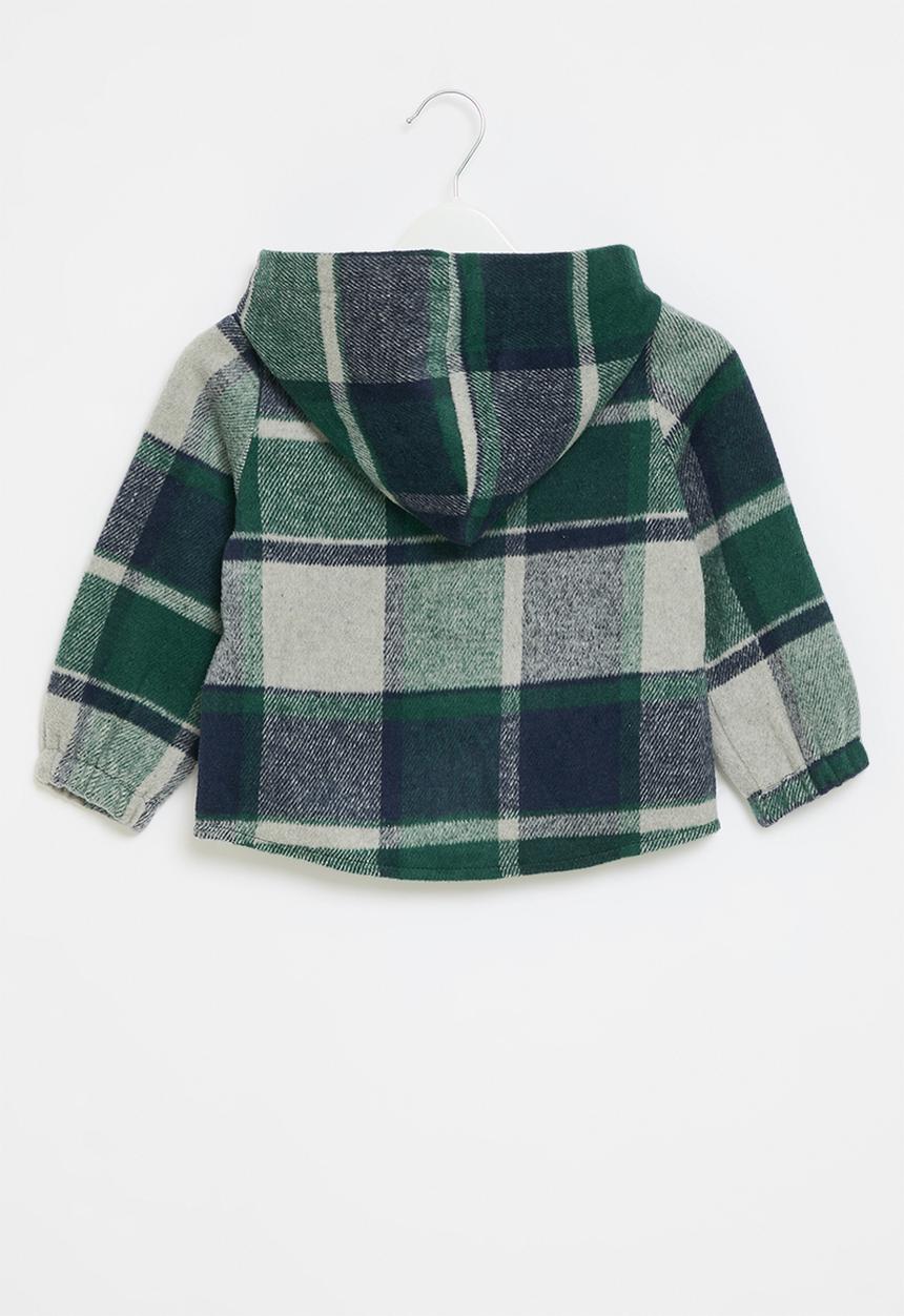 Pop Candy - Hooded plaid jacket - green