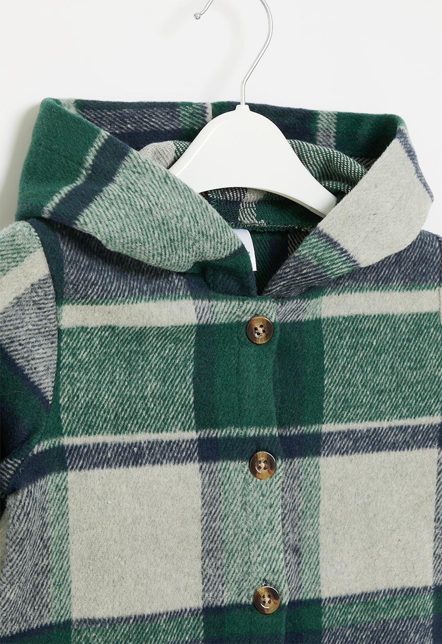 Pop Candy - Hooded plaid jacket - green