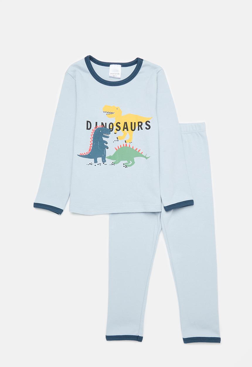 Pop Candy - Dino print pj set set - light blue