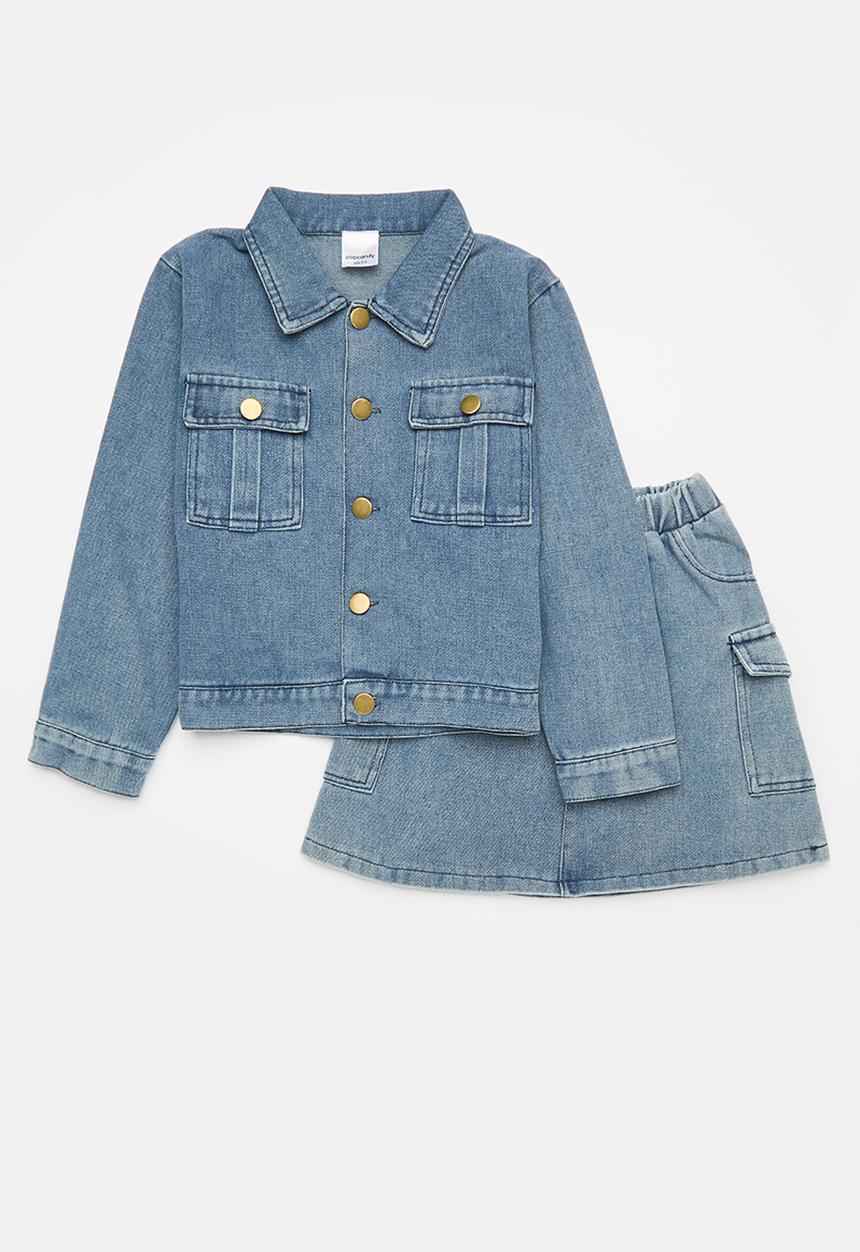 Pop Candy - Denim jacket and skirt set - blue