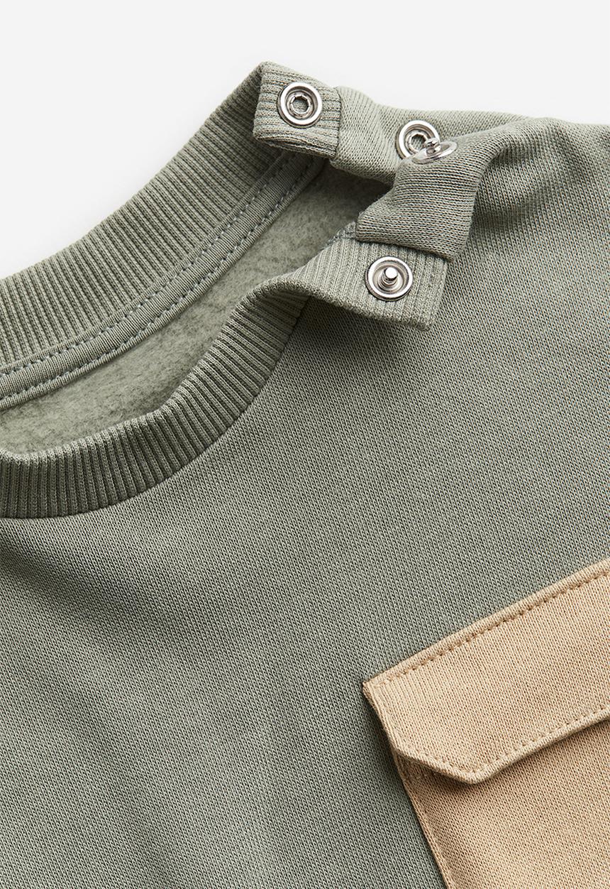 H&M - Cotton sweatshirt - green & beige