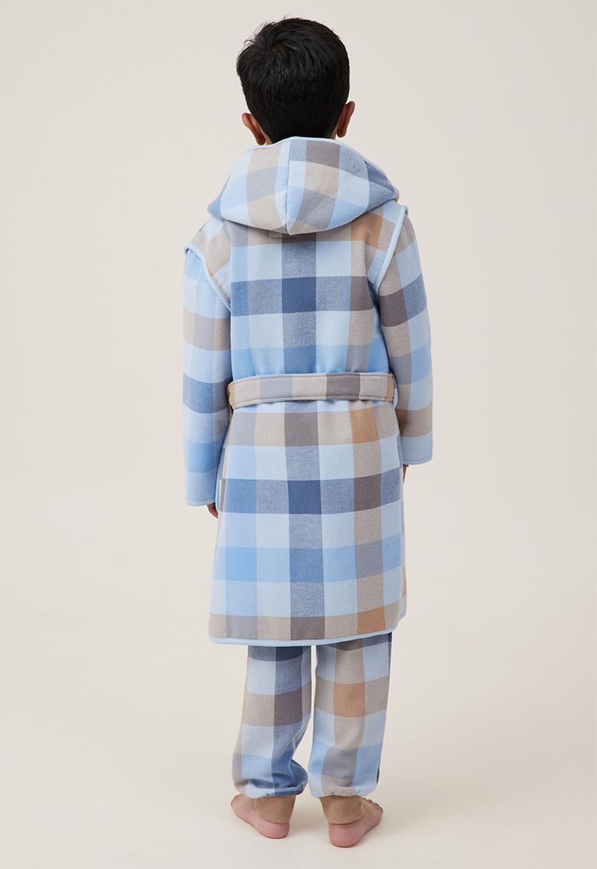 Cotton On - Boys flannel hooded gown - frosty blue/winters check