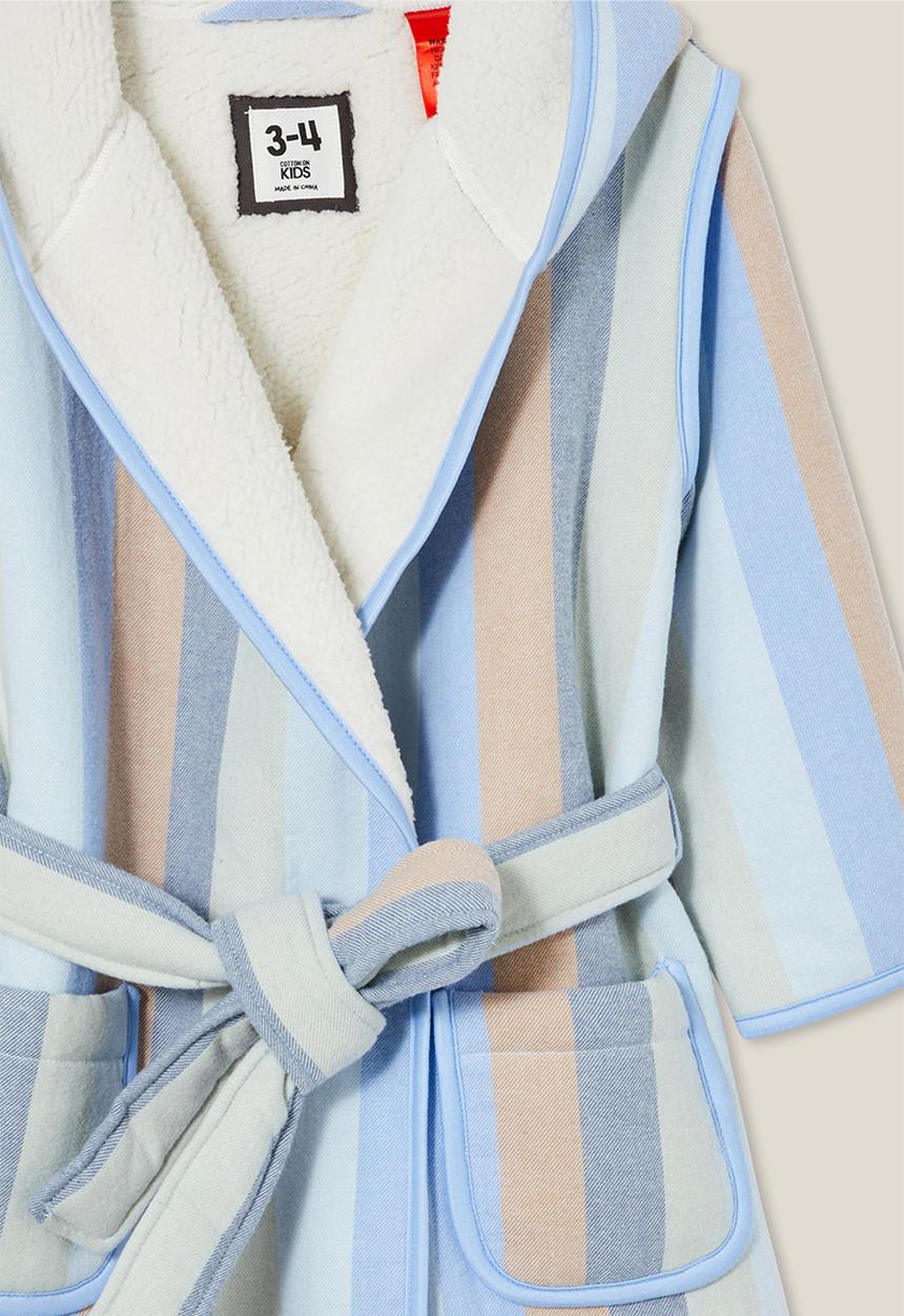 Cotton On - Boys flannel hooded gown - multi/candy stripe