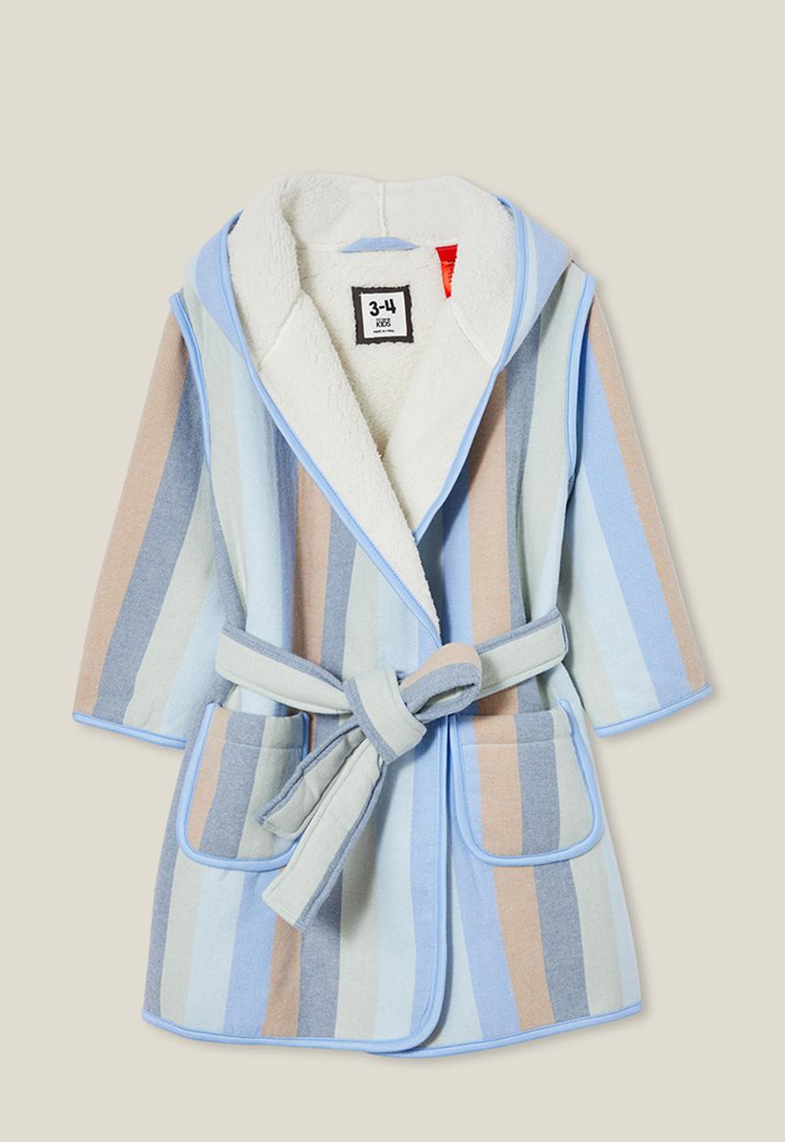 Cotton On - Boys flannel hooded gown - multi/candy stripe