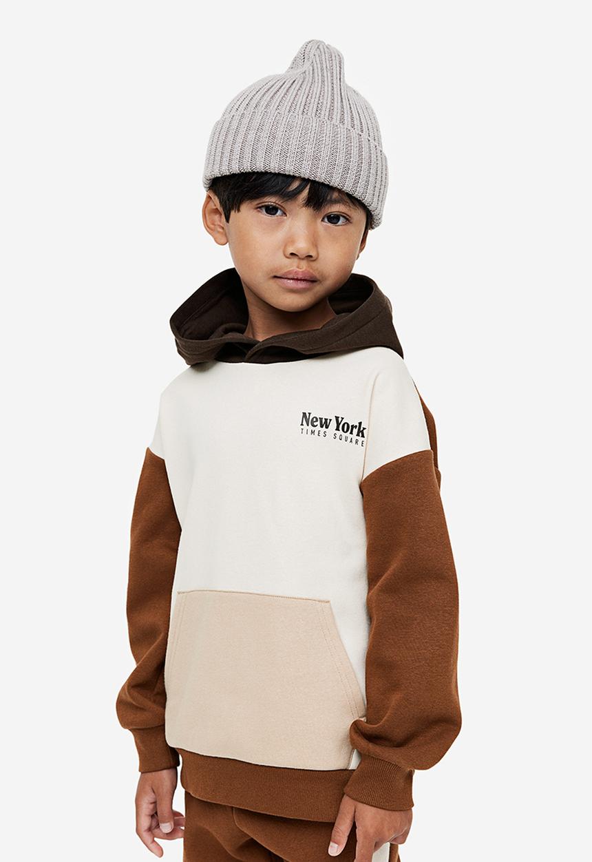 H&M - Printed hoodie - white & brown