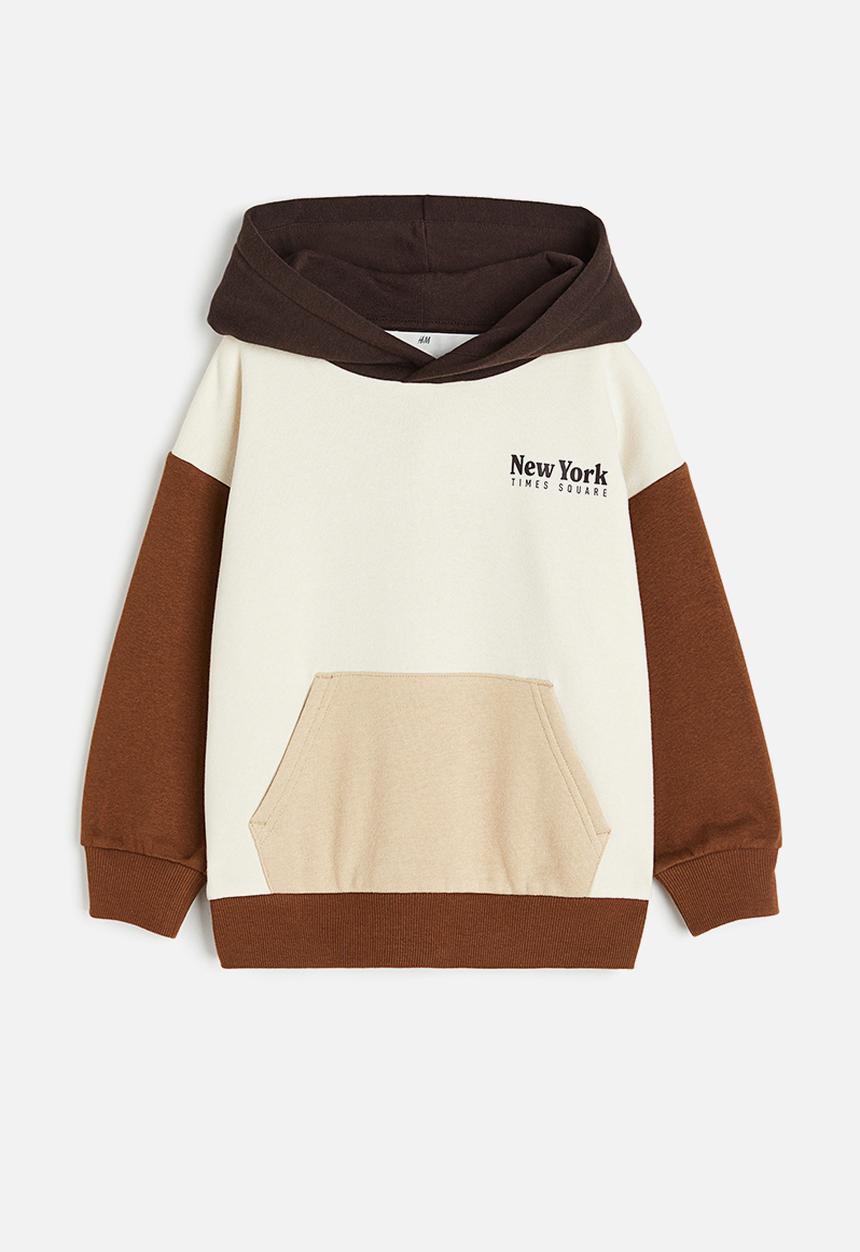 H&M - Printed hoodie - white & brown