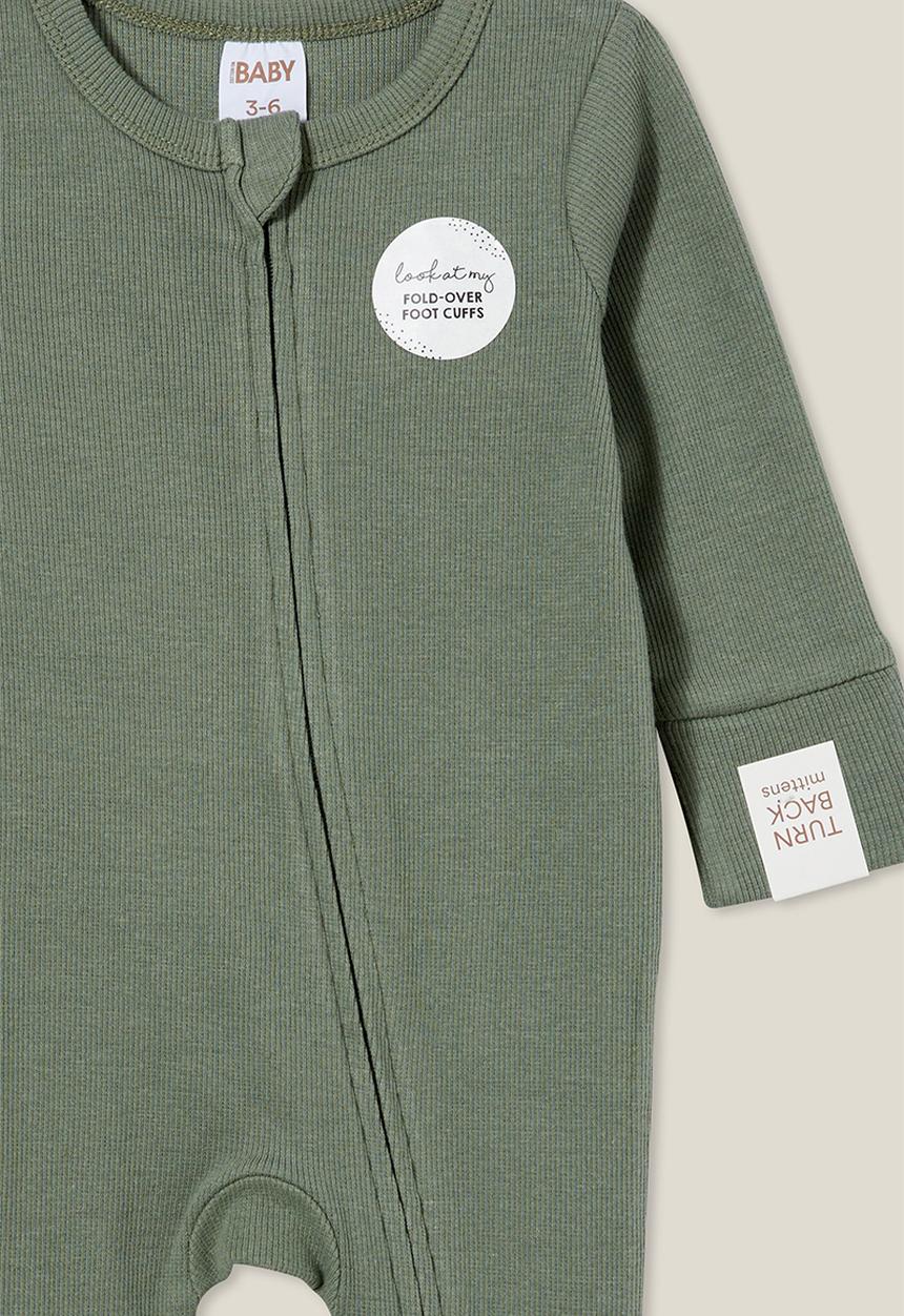Cotton On - The long sleeve rib romper - swag green