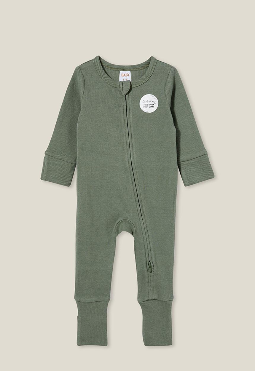 Cotton On - The long sleeve rib romper - swag green
