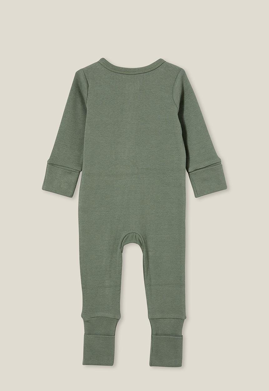 Cotton On - The long sleeve rib romper - swag green